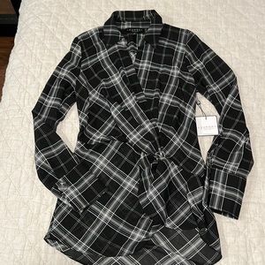 NWT Laundry by Shelly Segal Plaid Faux Wrap